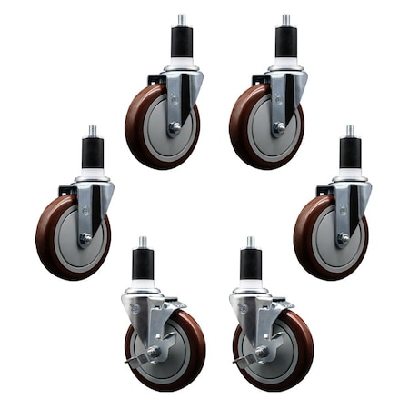 Service Caster Regency 600CASTER6 5'' Replacement Caster Set with Brakes, 6PK REG-EX20S514-PPUB-MRN-4-TLB-2-112